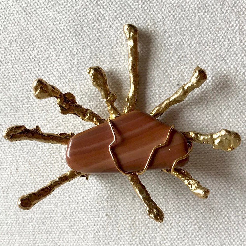 Vintage Modernistic Artisan Insect Animal Brooch
